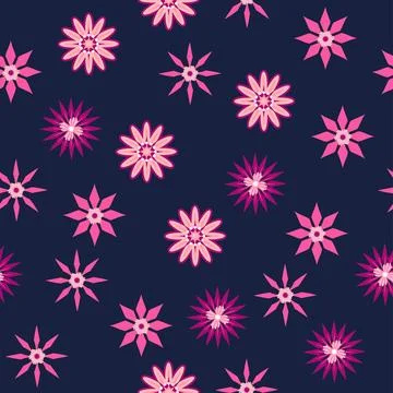 Simple floral ornament. Abstract vector seamless pattern with large flowers.. Illustrazione stock