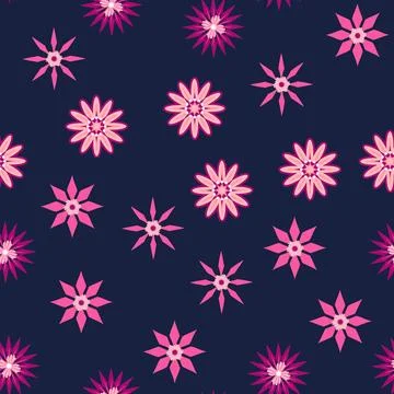 Simple floral ornament. Abstract vector seamless pattern with large flowers.. Illustrazione stock