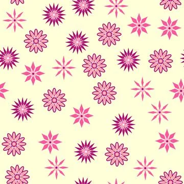 Simple floral ornament. Abstract vector seamless pattern with large flowers.. Illustrazione stock