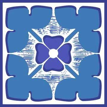 Simple floral ornament rosette in a square. Decorative Mediterranean motif. F イラスト素材
