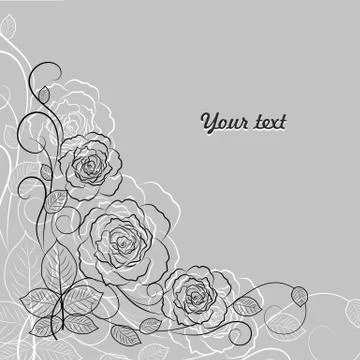 Simple floral pattern in black and white Stock Illustration