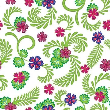 A simple floral pattern, convenient for editing and repainting. Graceful green Stock-Illustration