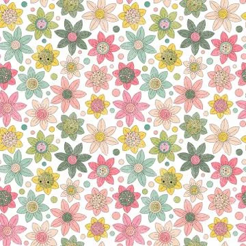 Simple floral pattern, seamless vector background イラスト素材