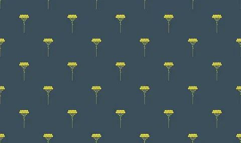Simple floral pattern with yellow flowers on dark background Stock Illustration