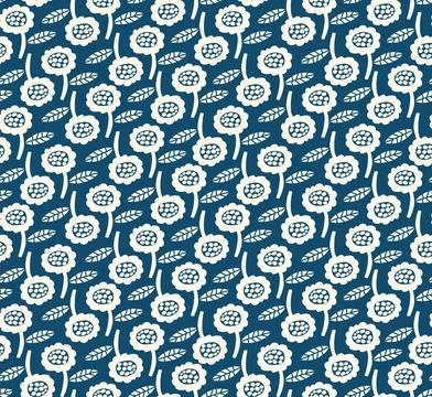 Simple floral seamless pattern for fabric. Flower repeat abstract sunflower hand Illustrazione stock