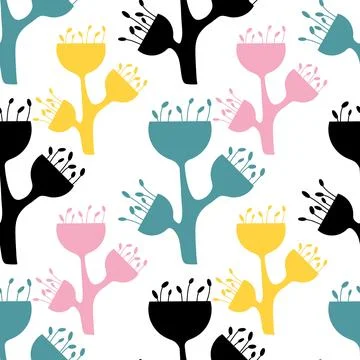 Simple floral seamless pattern with flowers for fabrics and cards and linens Illustrazione stock