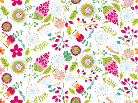 Simple floral seamless pattern with flowers for fabrics and cards and linens Stock Illustration