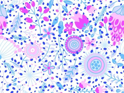 Simple floral seamless pattern with flowers for fabrics and cards and linens Stock Illustration