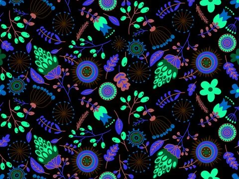 Simple floral seamless pattern with flowers for fabrics and cards and linens Stock Illustration