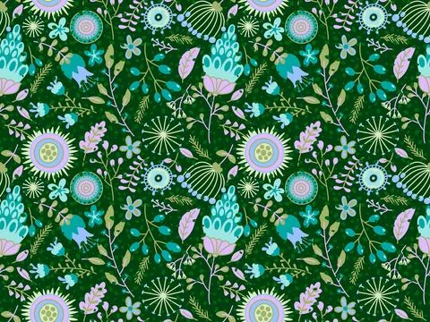 Simple floral seamless pattern with flowers for fabrics and cards and linens Illustrazione stock