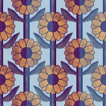 Simple floral seamless pattern with flowers for fabrics and cards and linens Illustrazione stock