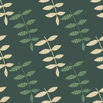 Simple floral seamless pattern on green background. Nature organic wallpaper. Illustrazione stock