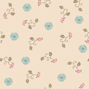 Simple floral seamless repeat pattern in tea pink Stock Illustration