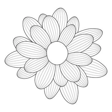 Simple flower chamomile drawn by lines. Vector Illustration Illustrazione stock