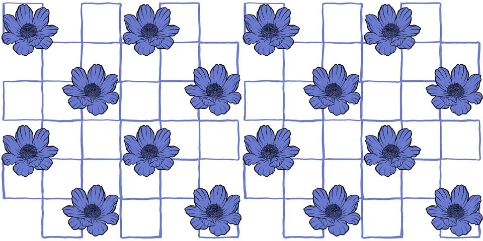 Simple flower chess seamless pattern, summer spring, colors Stockillustratie