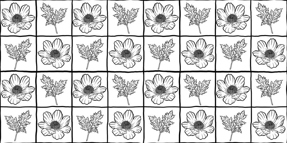 Simple flower chess seamless pattern, summer spring, colors Illustrazione stock