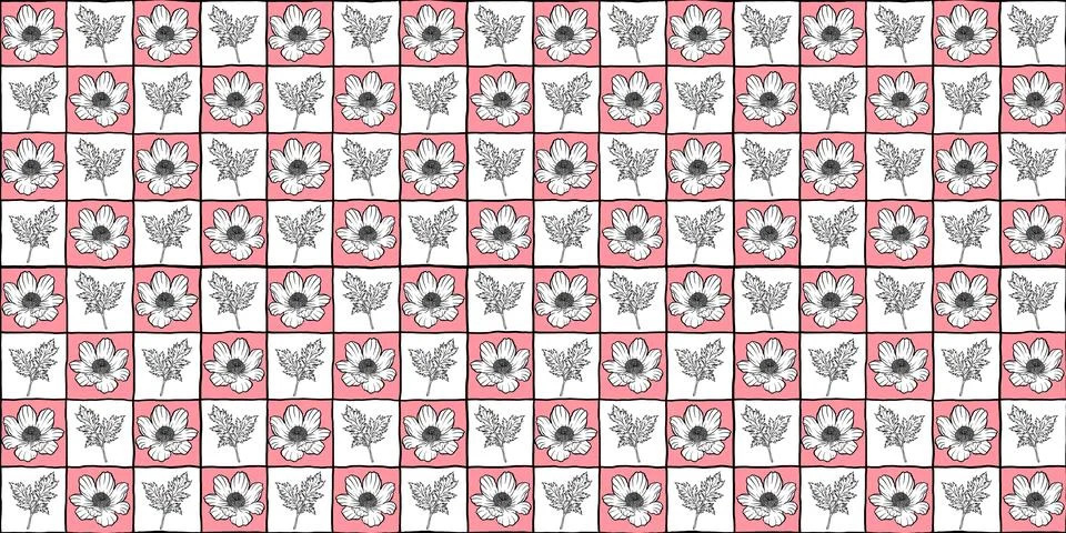 Simple flower chess seamless pattern, summer spring, colors Illustrazione stock