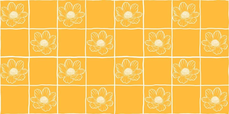 Simple flower chess seamless pattern, summer spring, colors Stock Illustration