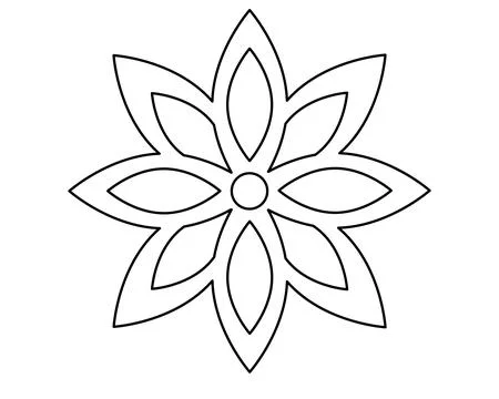 Simple flower with eight petals - vector line art with editable outline Stock Illustration