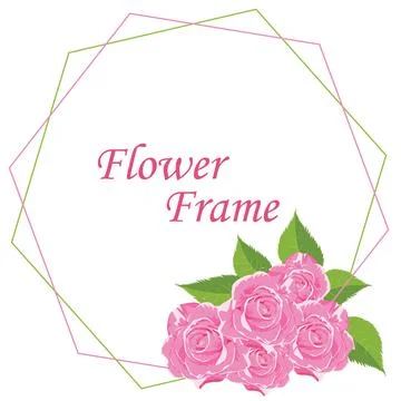 Simple flower frame design for wedding card invitation Stock Illustration