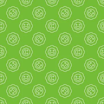 Simple Flower in a Hippie style vector green thin line seamless pattern Illustrazione stock