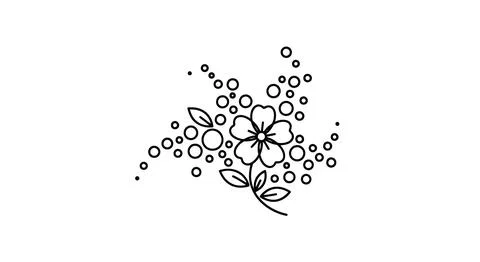 Simple flower icon with bubbles Stock Illustration