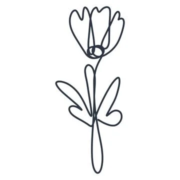 Simple flower line art isolated vector illustration Illustration
