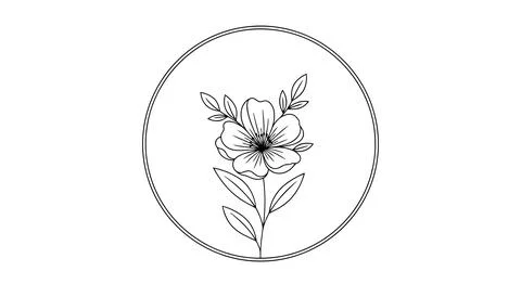 Simple flower logo in a circle Stock Illustration