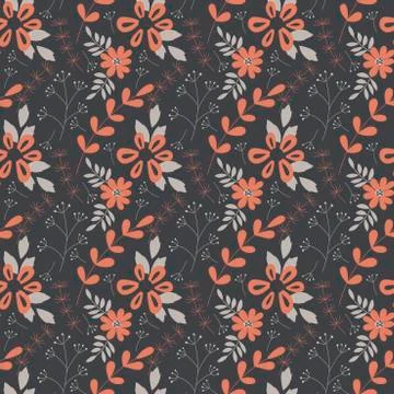 Simple flower pattern. Botanical seamless background for your design and scra Stock Illustration