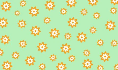 Simple Flower Pattern in green background Stock Illustration