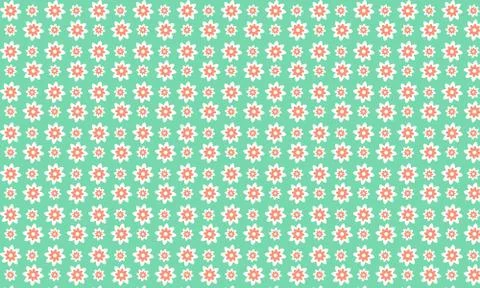 Simple Flower Pattern in green background Stock Illustration