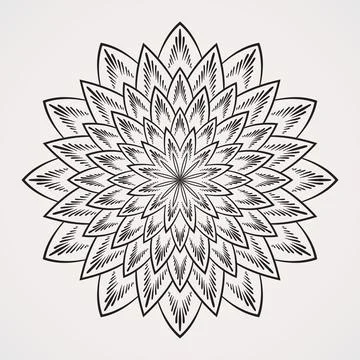Simple flower pattern mandala with many petals decorated with specks Stock Illustration