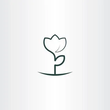 Simple flower plant vector line icon logo Illustrazione stock