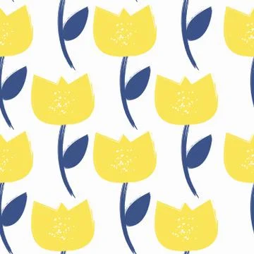 Simple Flower Seamless Pattern Background Vector Illustration Stock Illustration