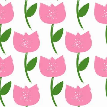 Simple Flower Seamless Pattern Background Vector Illustration Illustrazione stock