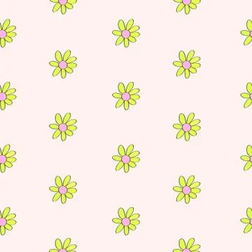Simple Flower Seamless Pattern on Background. Illustration Stock Illustration