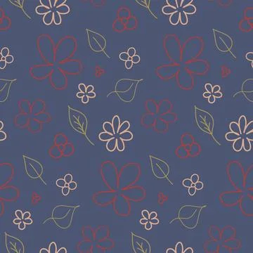 Simple flower seamless pattern on dark background wallpaper wrapping textile  스톡 일러스트