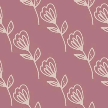 SImple flower seamless pattern in doodle style. Cute floral endless wallpaper Stock Illustration
