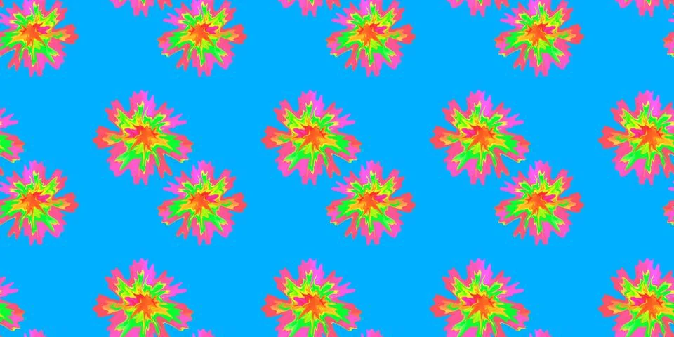 Simple flower seamless pattern, summer spring, bright vivid colors Stock Illustration