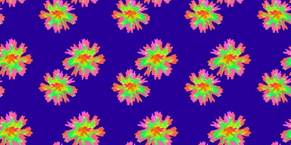 Simple flower seamless pattern, summer spring, bright vivid colors Illustrazione stock