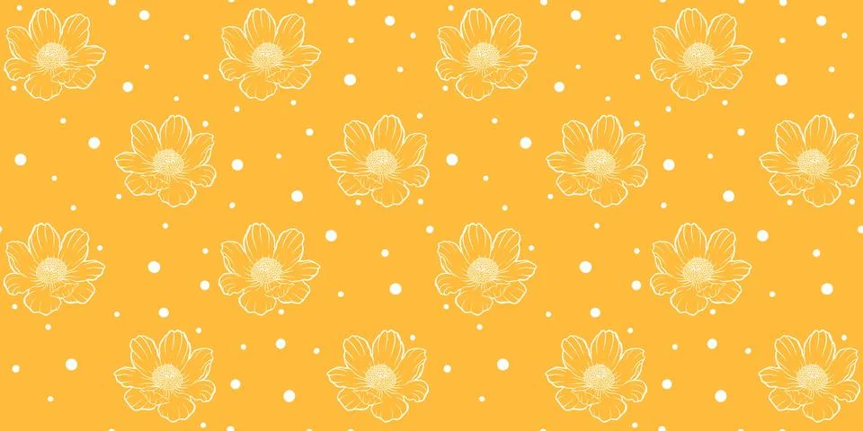 Simple flower seamless pattern, summer spring, bright vivid colors Illustrazione stock