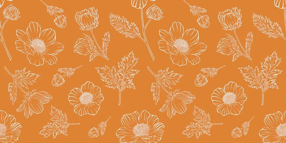 Simple flower seamless pattern, summer spring, bright vivid colors Stock Illustration