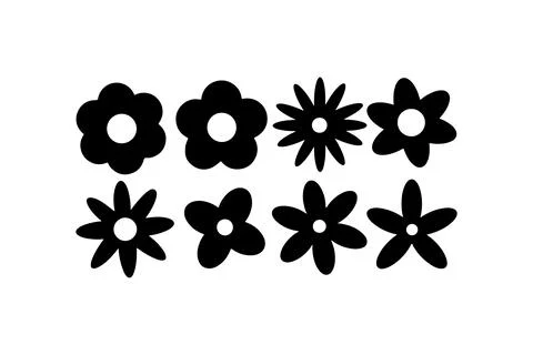 Simple Flower Silhouettes Collection. Vector icon. Stock Illustration
