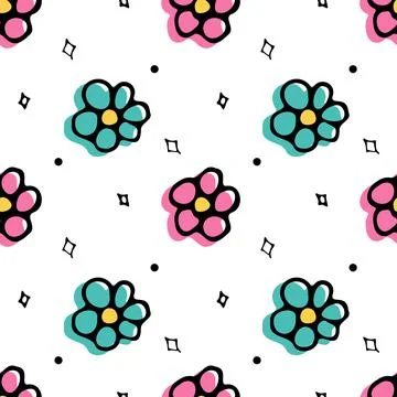Simple flowers with abstract spots Stock Illustration