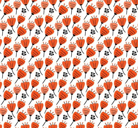 Simple flowers pattern. trendy repeating texture print, background. Vector Stock Illustration