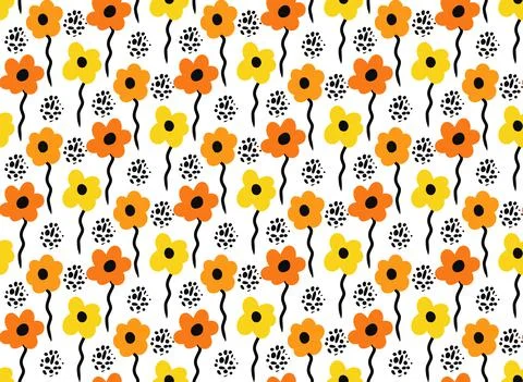 Simple flowers pattern. trendy repeating texture print, background. Vector イラスト素材
