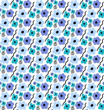 Simple flowers pattern. trendy repeating texture print, background. Vector Illustrazione stock