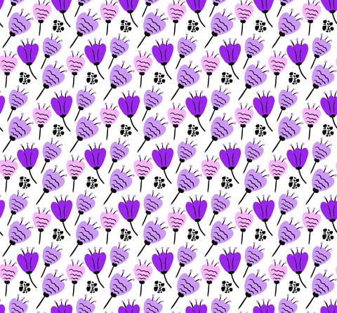 Simple flowers pattern. trendy repeating texture print, background. Vector Illustrazione stock