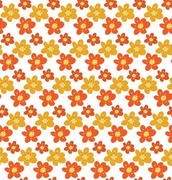 Simple flowers pattern. trendy repeating texture print, background. Vector Illustrazione stock
