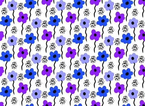 Simple flowers pattern. trendy repeating texture print, background. Vector イラスト素材